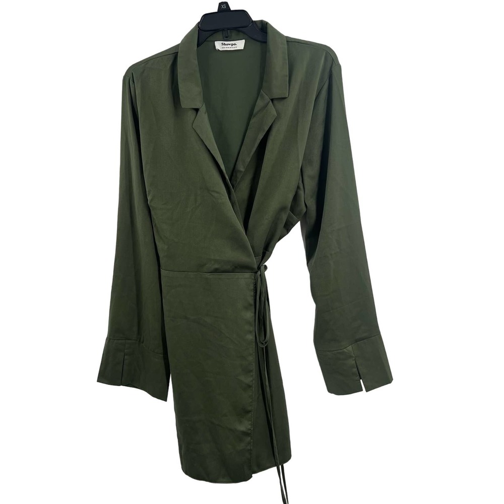 Showpo Hayami Mini Wrap Dress Green‎ Size 16